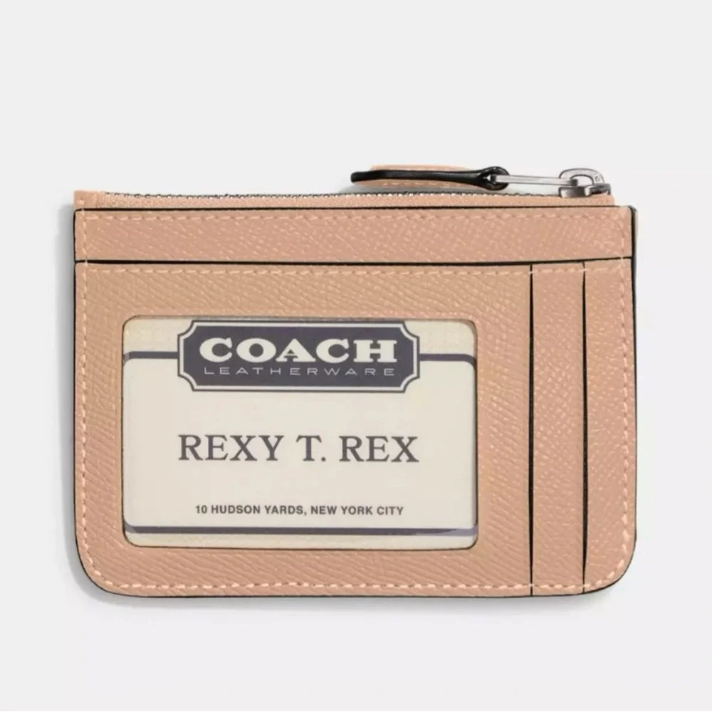 Coach Mini Skinny ID Card Case Wallet in Silver/Buff Tan Crossgrain Leather NWT - Picture 14 of 15